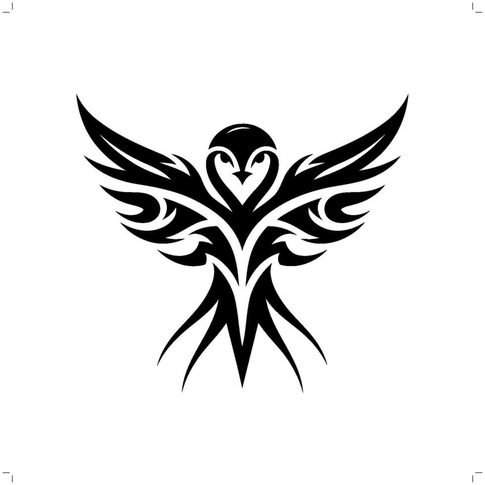 Swallow in modern tribal tattoo, abstract line art of animals, minimalist contour. vector