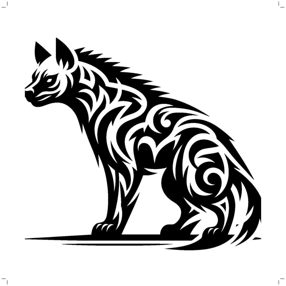 hyena in modern tribal tattoo, abstract line art of animals, minimalist contour. vector