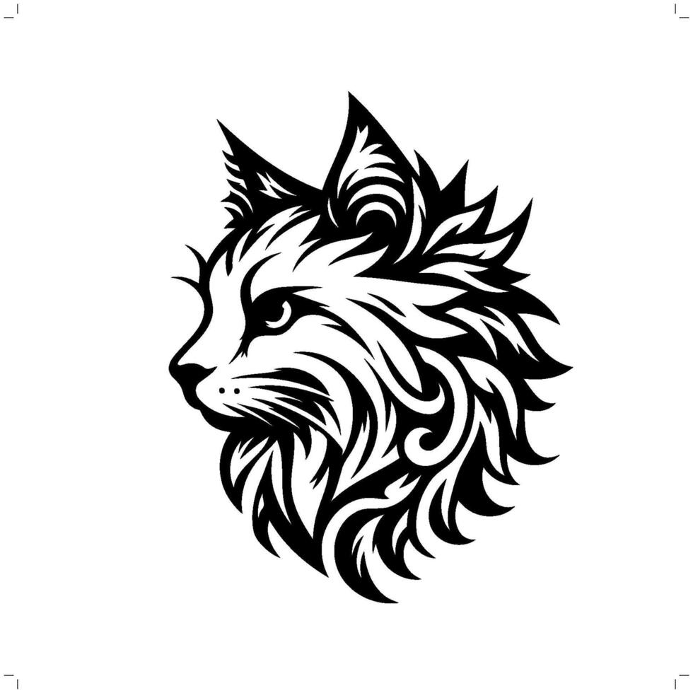 persian, ragdoll cat in modern tribal tattoo, abstract line art of animals, minimalist contour. vector