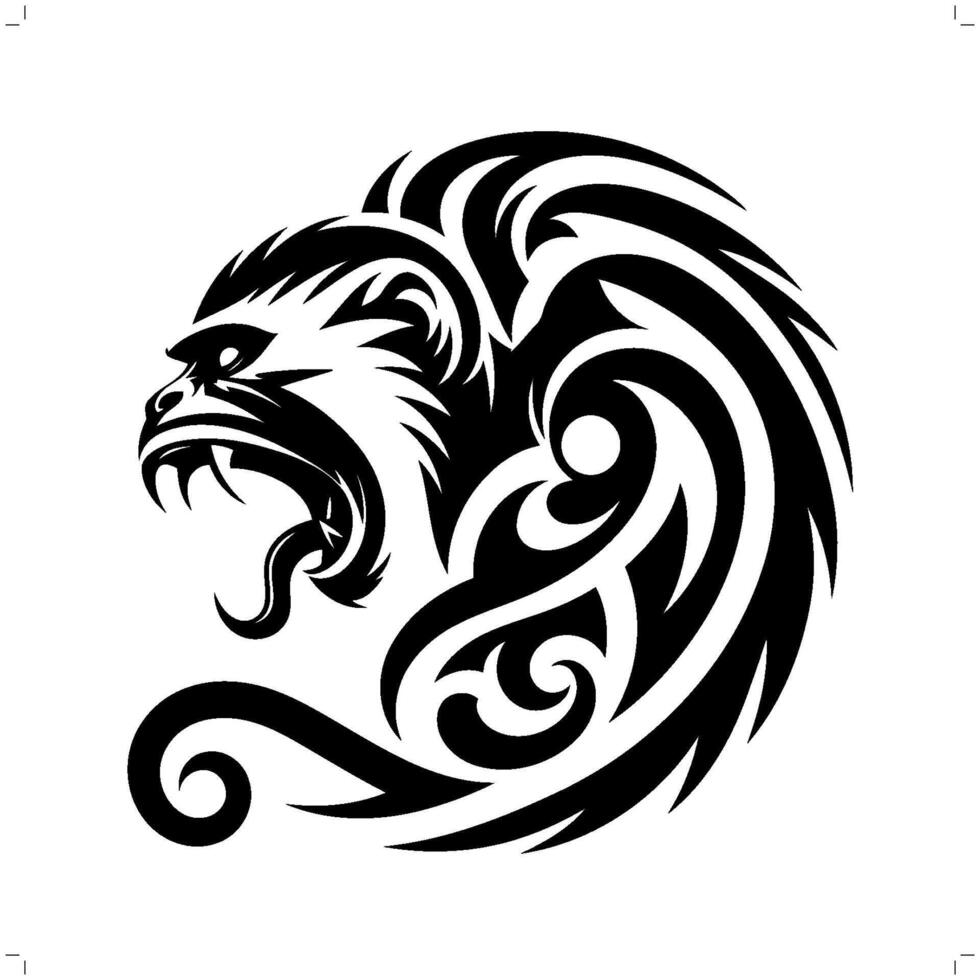 colobo mono en moderno tribal tatuaje, resumen línea Arte de animales, minimalista contorno. vector