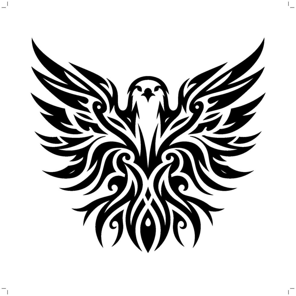 Seagull in modern tribal tattoo, abstract line art of animals, minimalist contour. vector