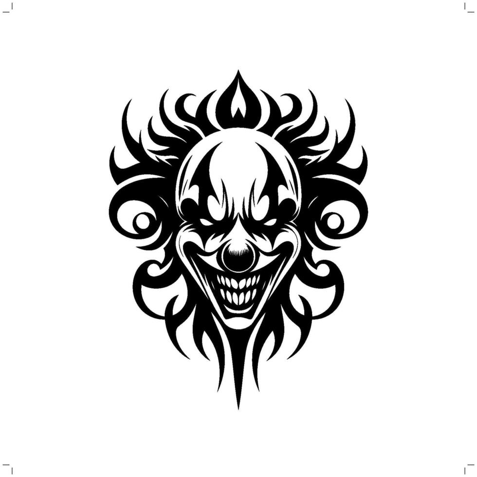 clown in modern tribal tattoo, abstract line art of people, minimalist contour. vector