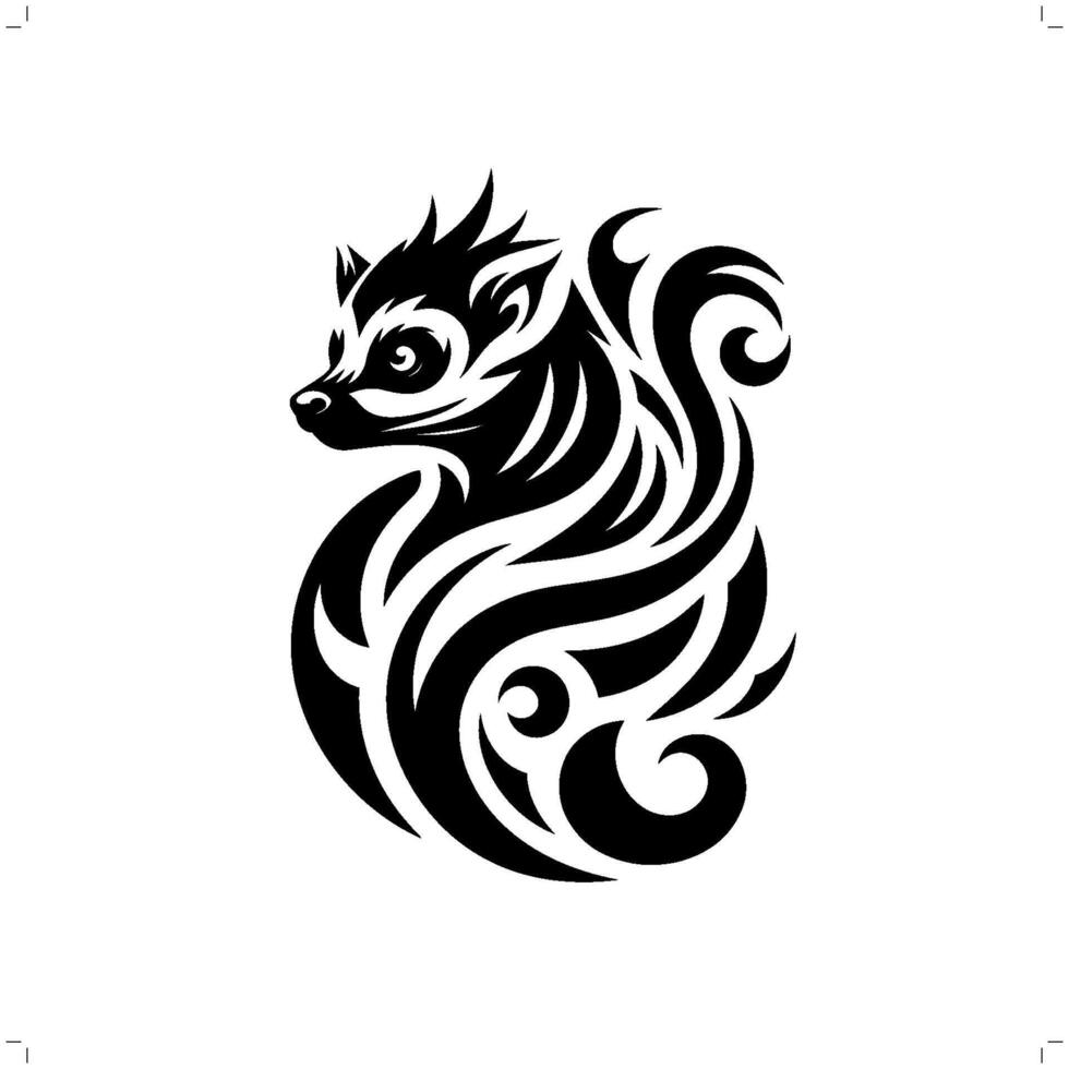 lemur monkey in modern tribal tattoo, abstract line art of animals, minimalist contour. vector