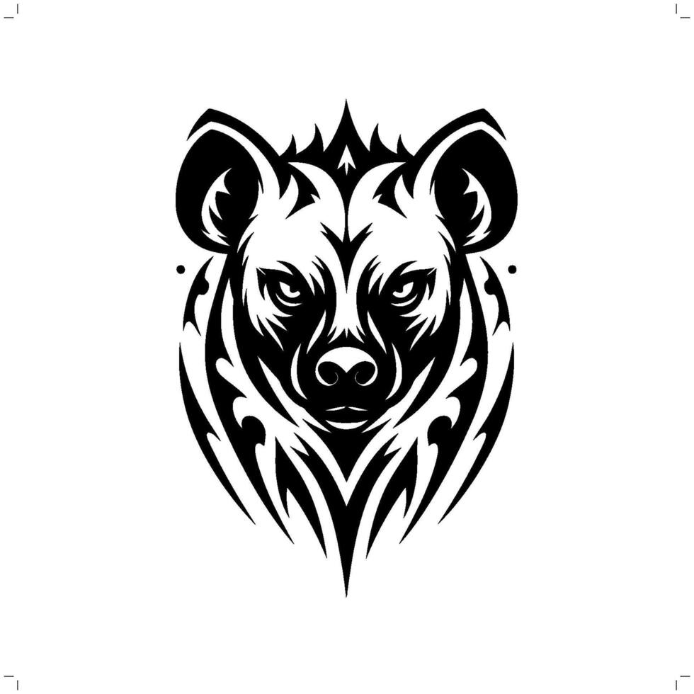 hyena in modern tribal tattoo, abstract line art of animals, minimalist contour. vector