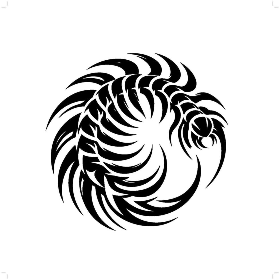 centipede in modern tribal tattoo, abstract line art of animals, minimalist contour. vector