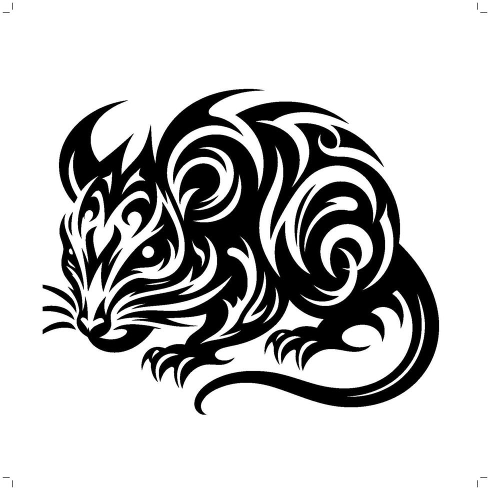 rat , mouse in modern tribal tattoo, abstract line art of animals, minimalist contour. vector