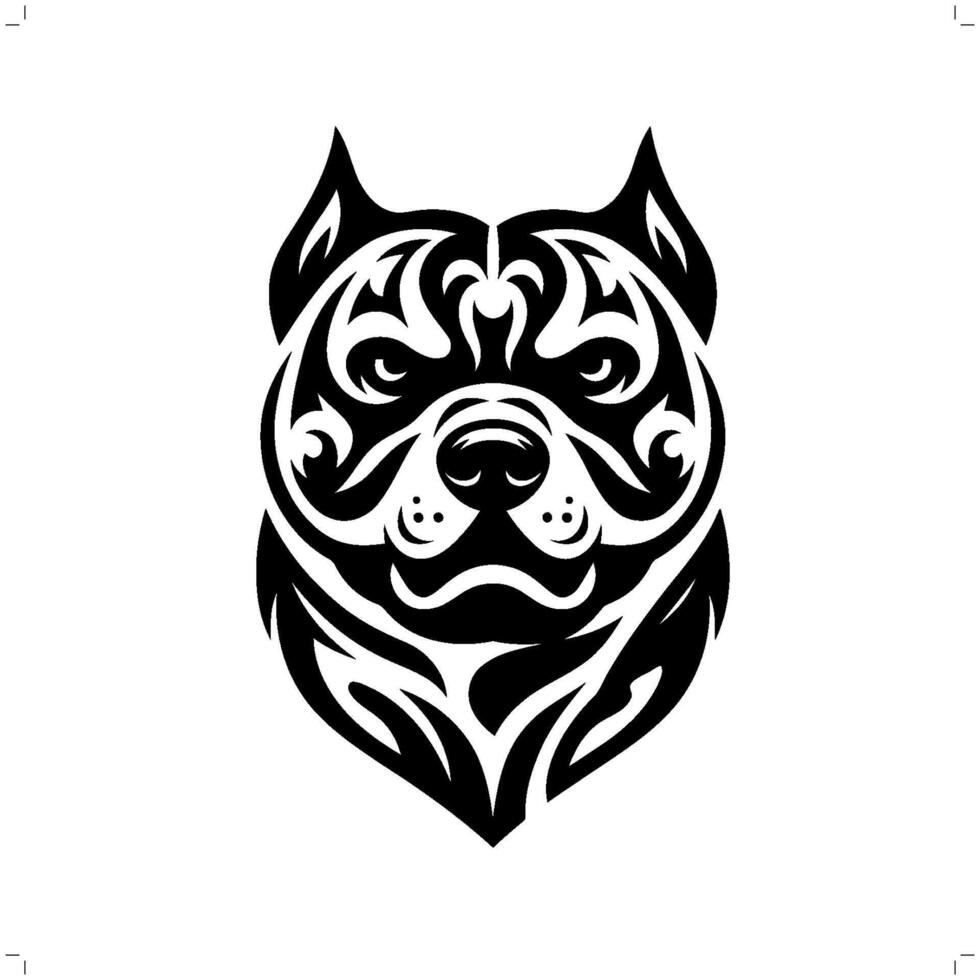 pitbull dog in modern tribal tattoo, abstract line art of animals, minimalist contour. vector