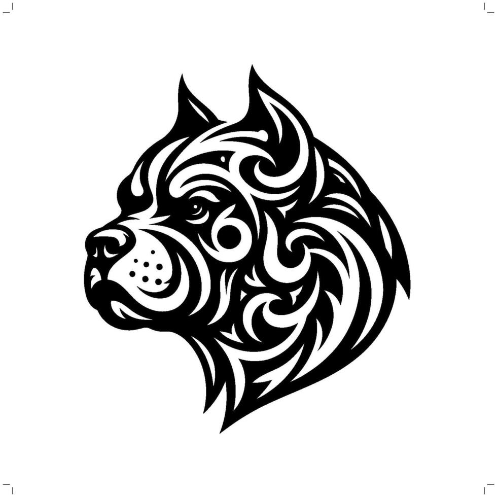 pitbull dog in modern tribal tattoo, abstract line art of animals, minimalist contour. vector