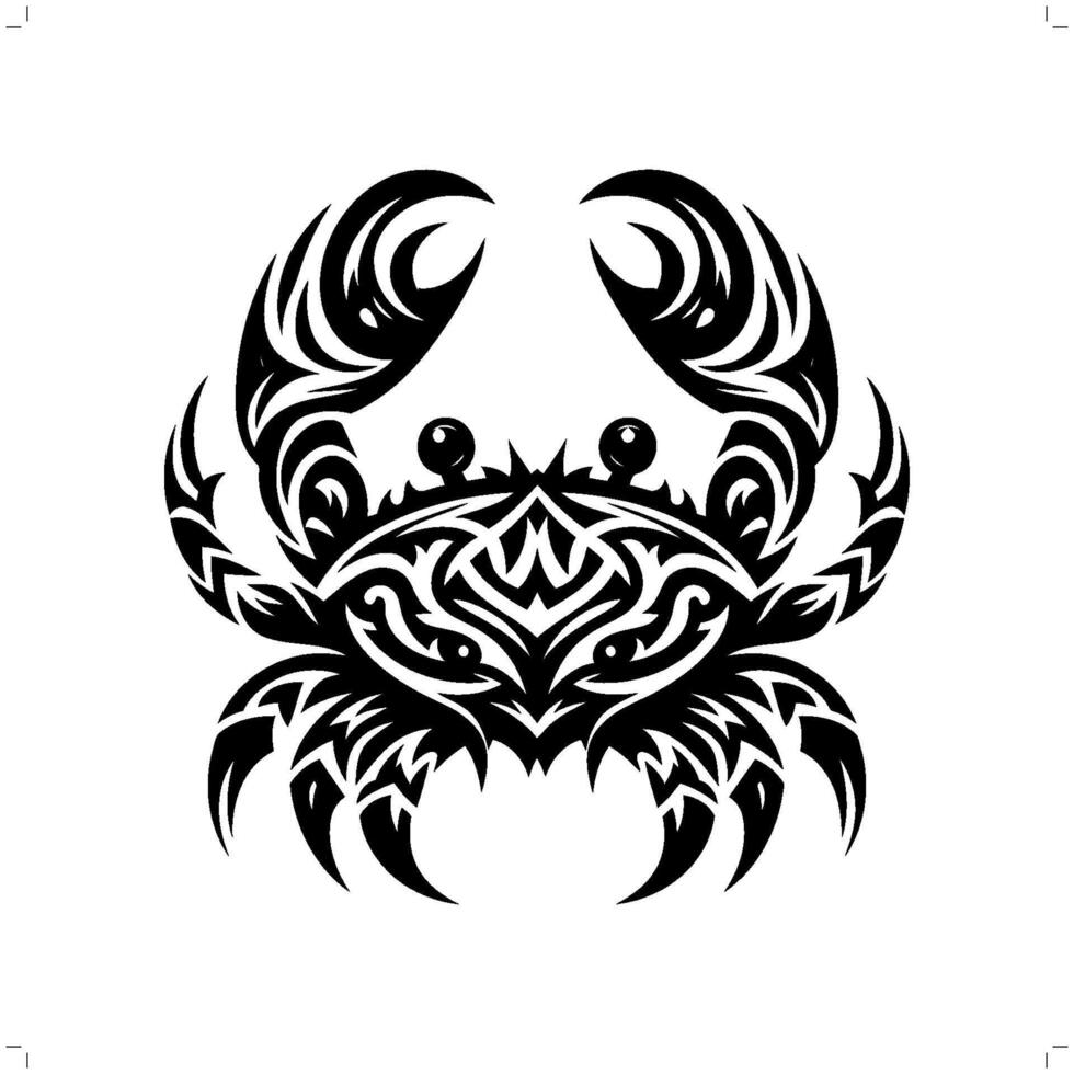 crab in modern tribal tattoo, abstract line art of animals, minimalist contour. vector