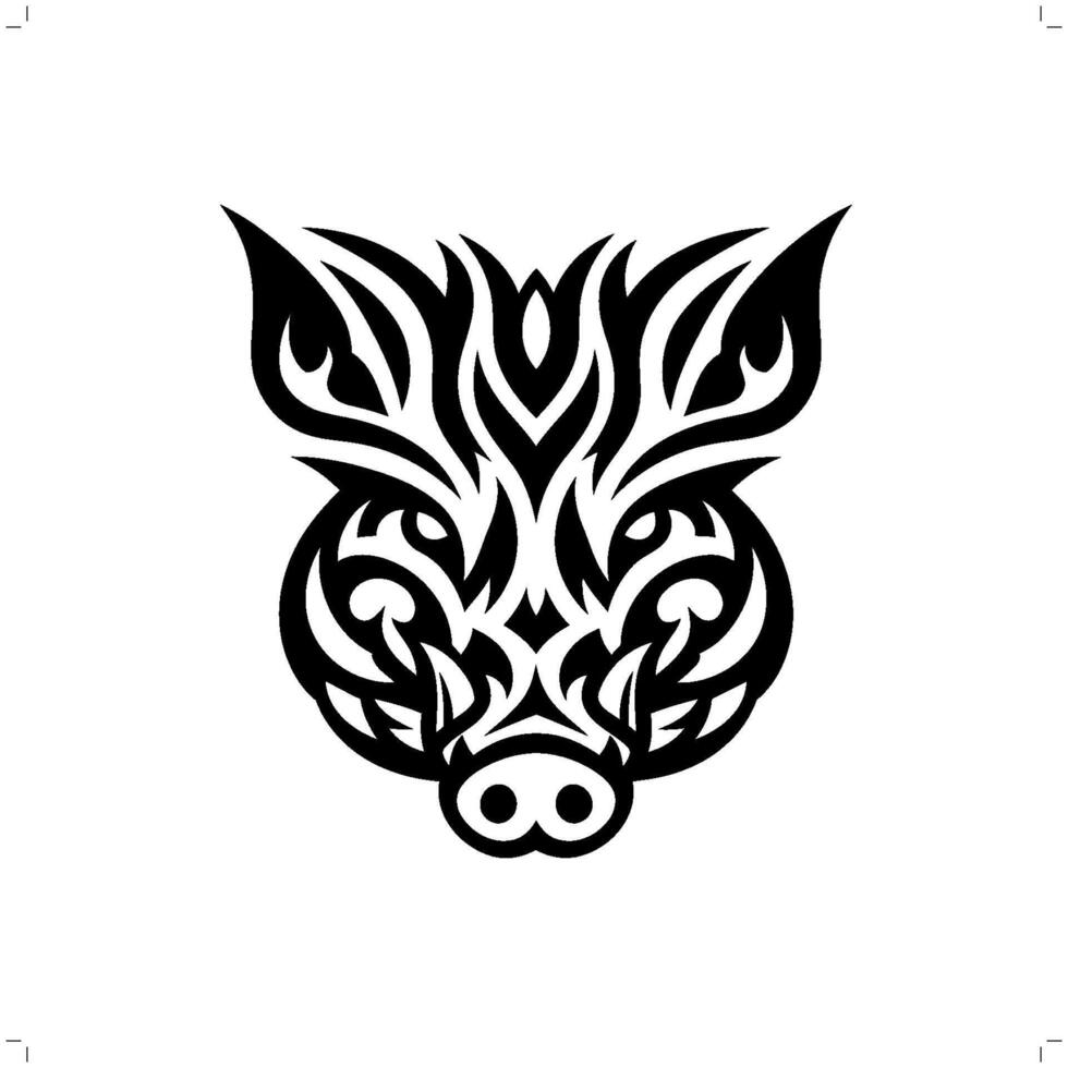 hog , boar in modern tribal tattoo, abstract line art of animals, minimalist contour. vector