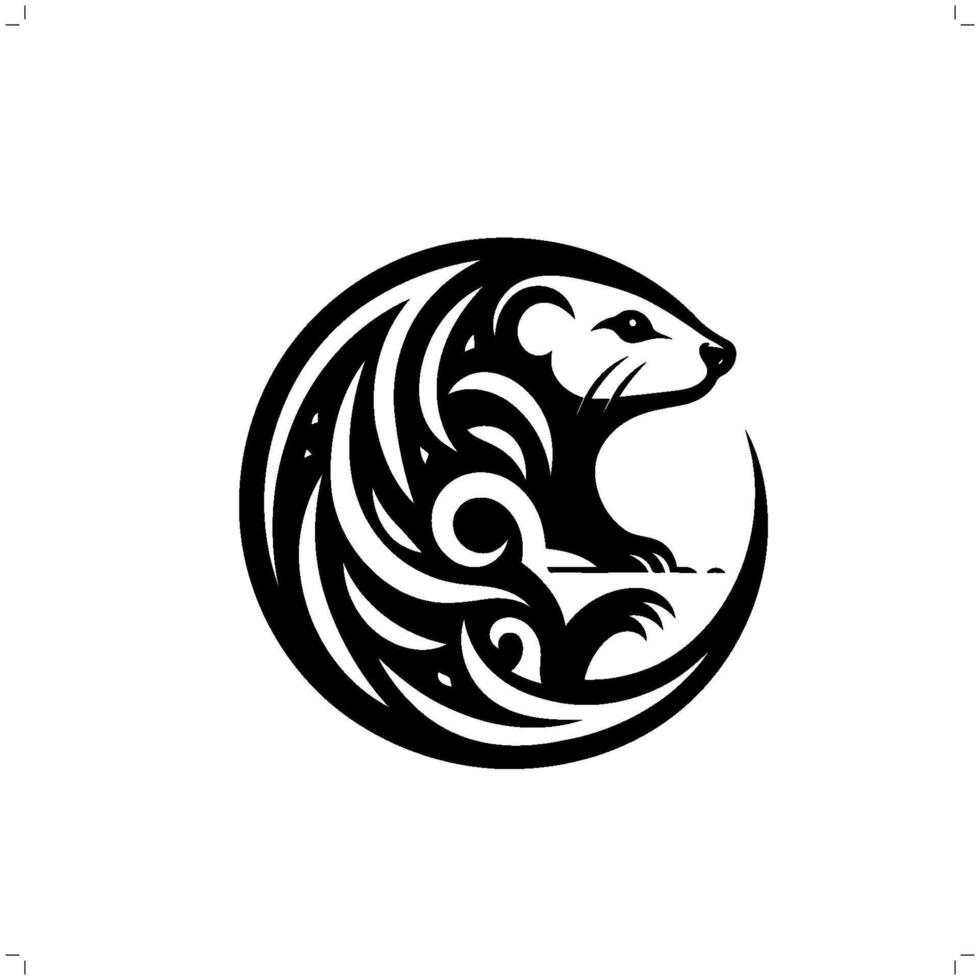mole in modern tribal tattoo, abstract line art of animals, minimalist contour. vector