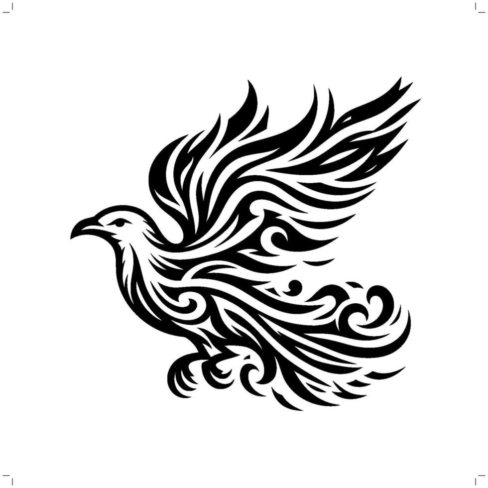 Seagull in modern tribal tattoo, abstract line art of animals, minimalist contour. vector