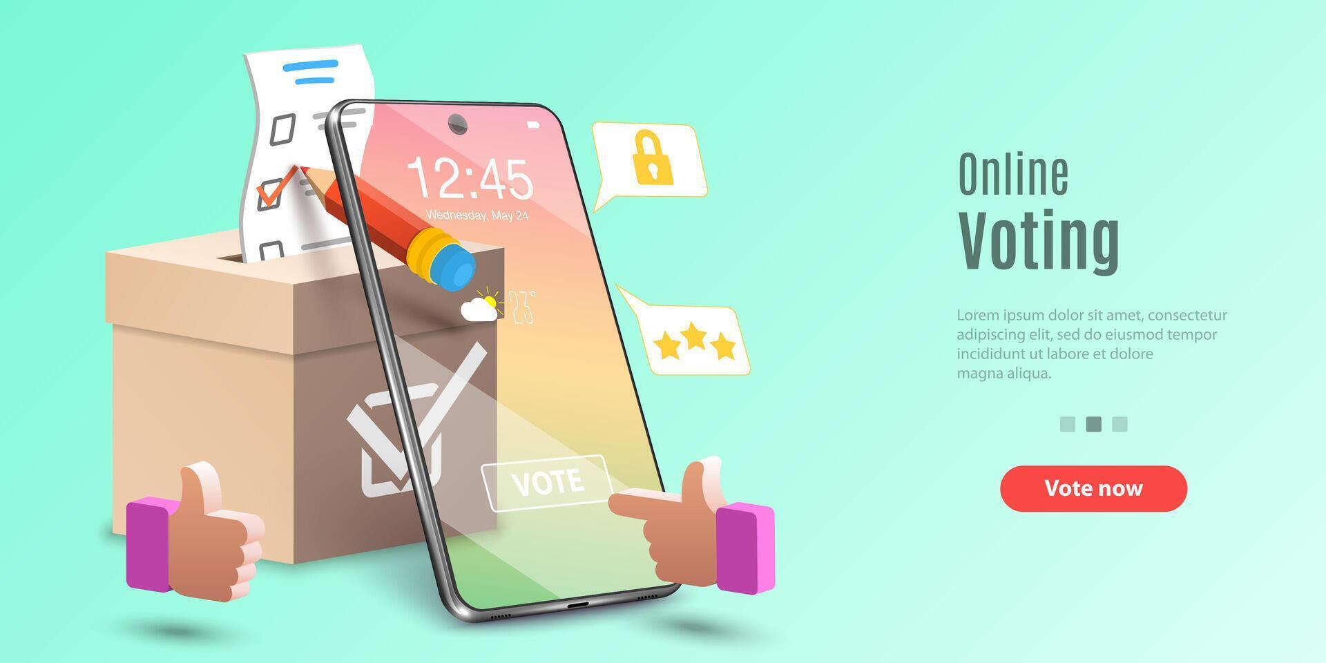 Concept of Online Voting App, E-voting, Internet Election System. vector