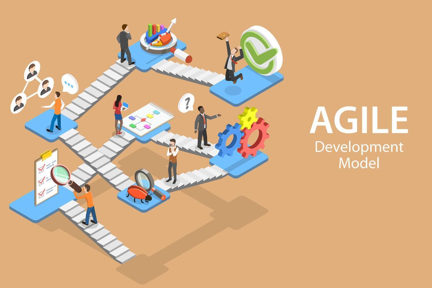 Isometric Flat Concept of Agile Software Development Methodology. vector