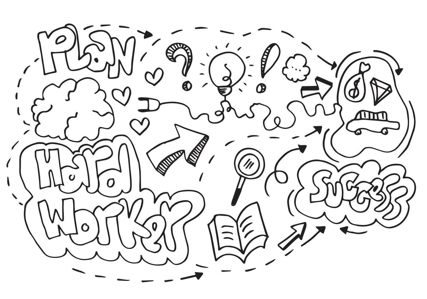 Business doodles for concept design on white background. vector