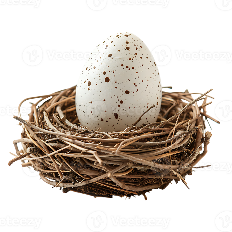 Bird nest with an egg on isolated transparent background png