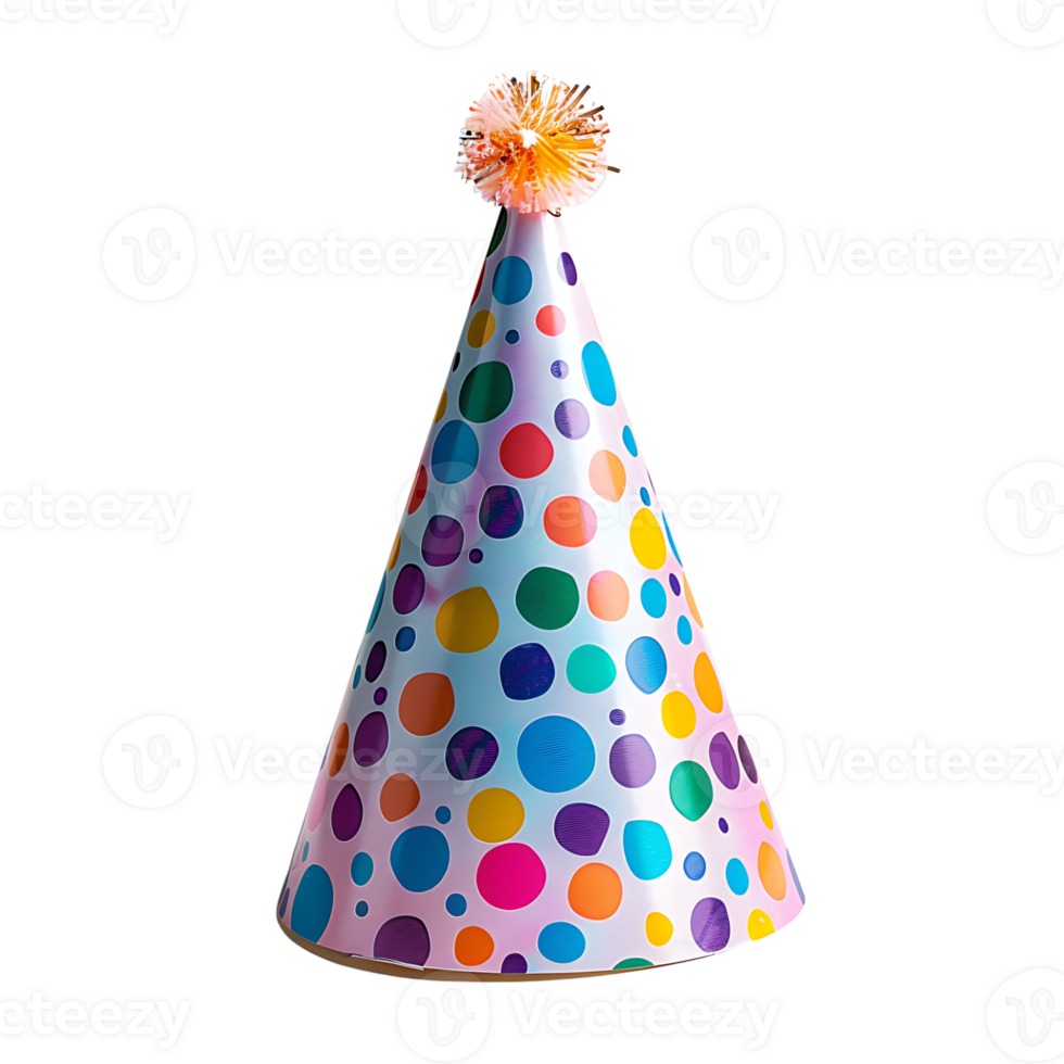 Birthday party hat on isolated transparent background png