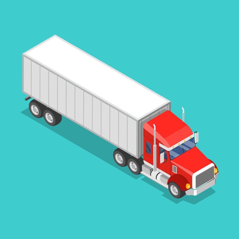 Isometric flat concept of a cargo truck. vector