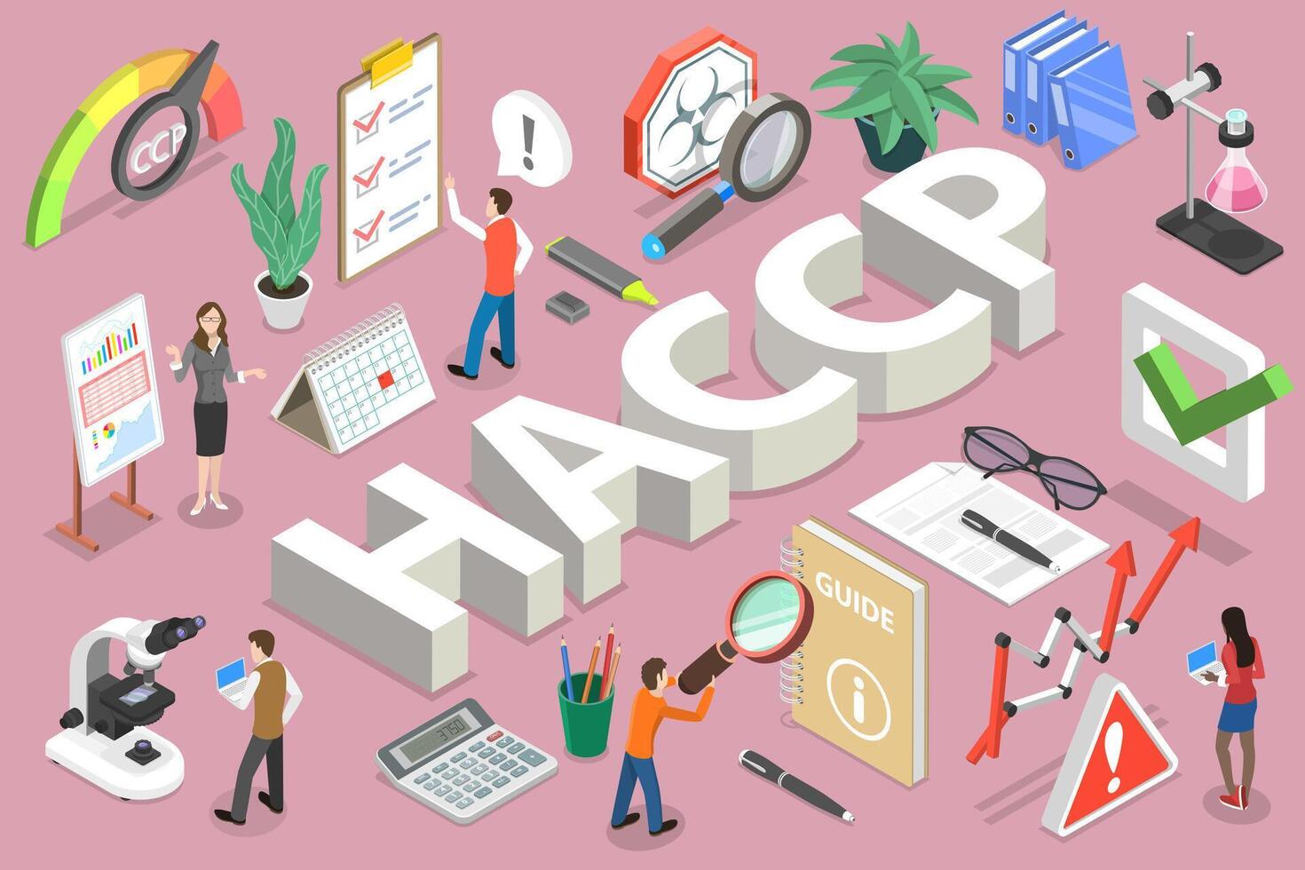 3D Isometric Concept of Hazard Analysis and Critical Control Points vector