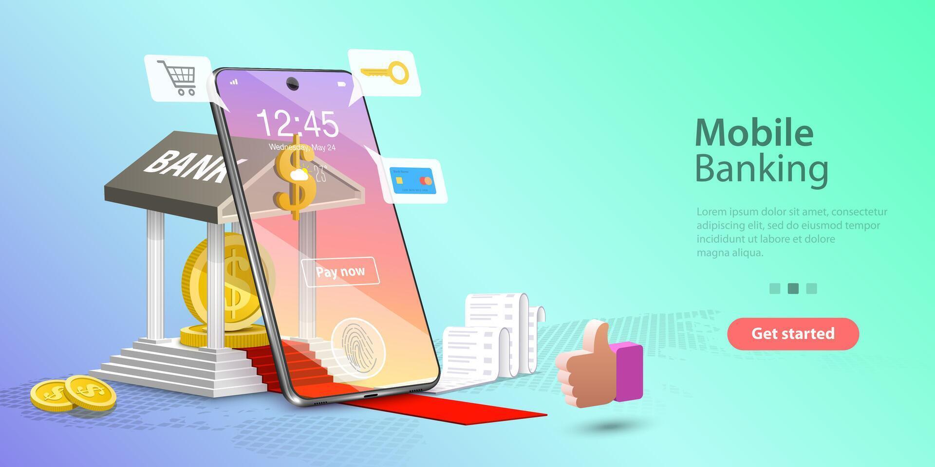 concept illustration of mobile banking and accounting. vector