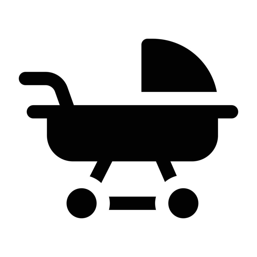 Simple Baby Stroller solid icon. The icon can be used for websites, print templates, presentation templates, illustrations, etc vector