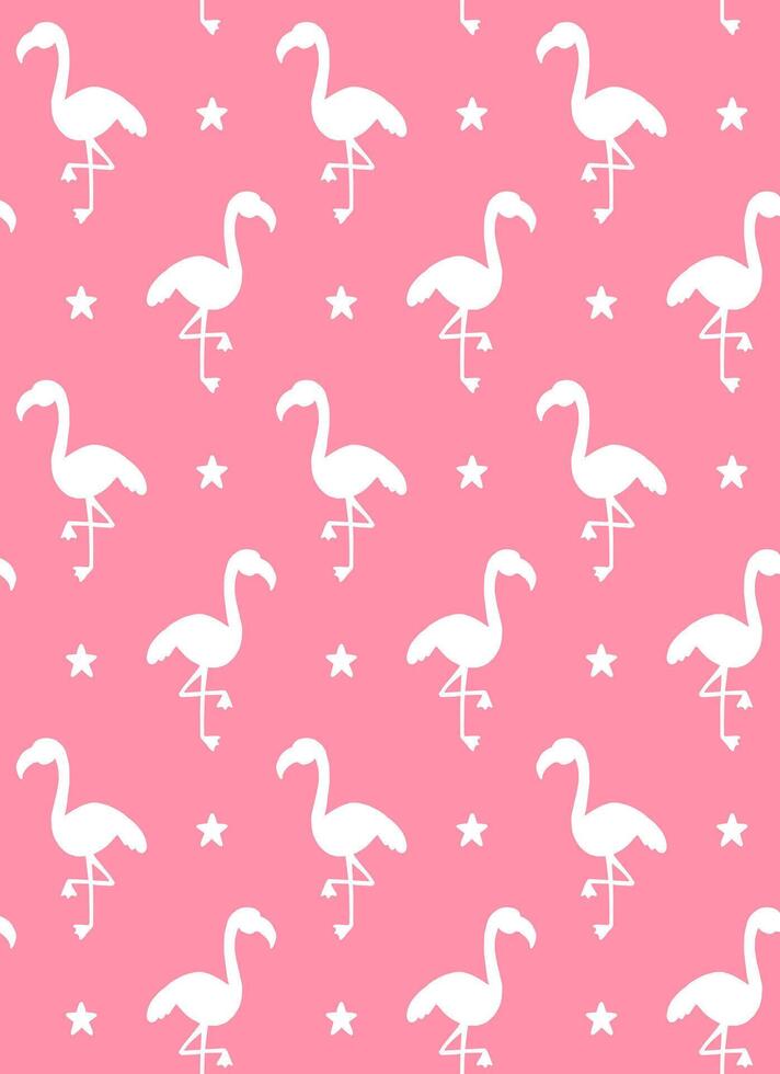 seamless pattern of pink sketch flamingo vector