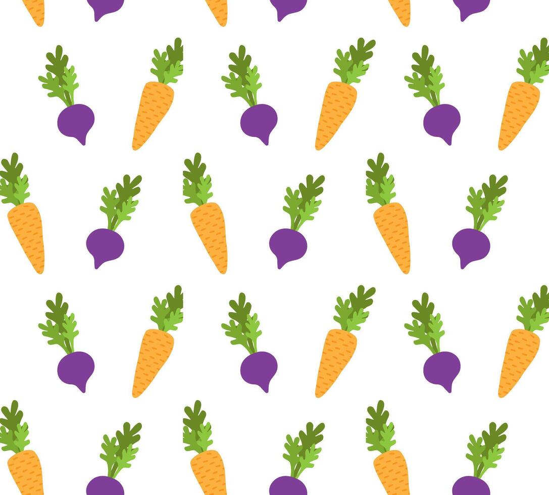 seamless pattern of colored carrot and beet vector