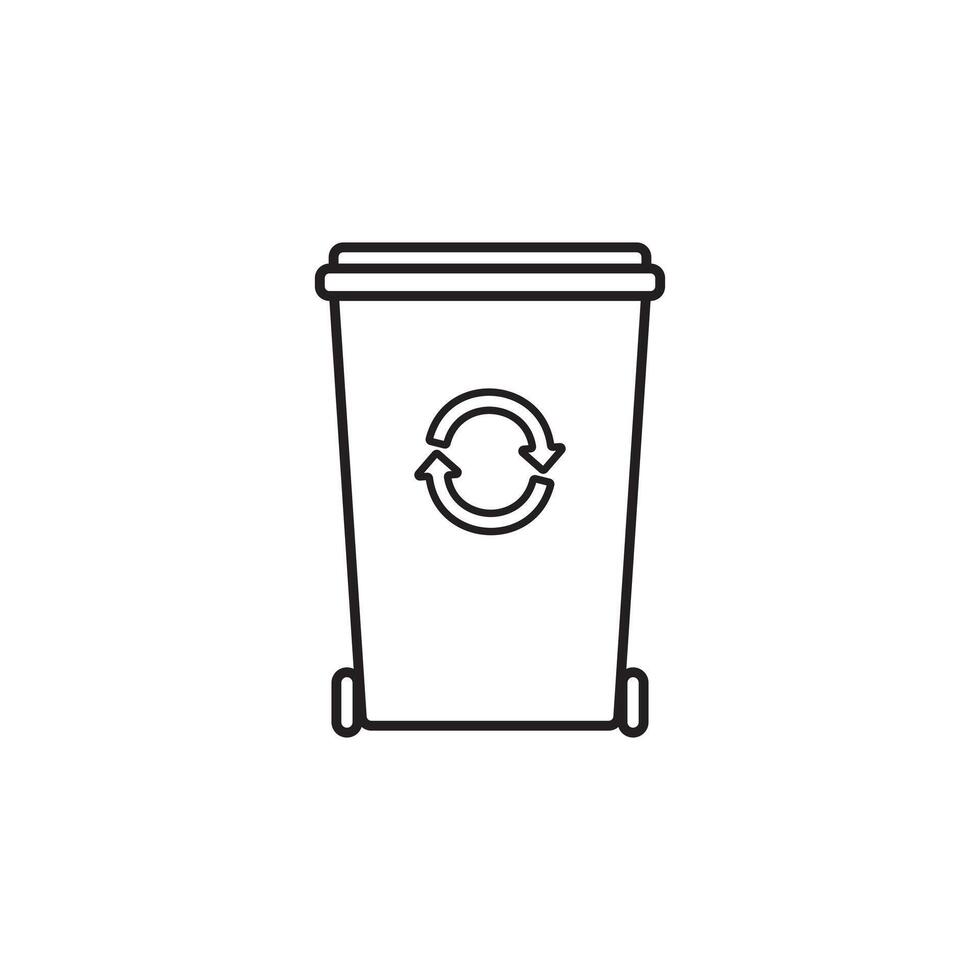Flat cartoon black Recycle Bin vector