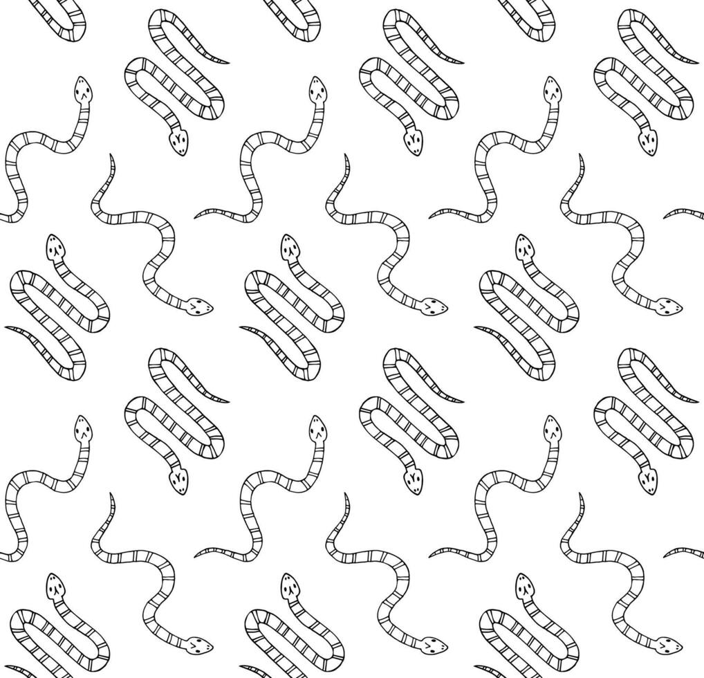 seamless pattern of hand drawn snake vector