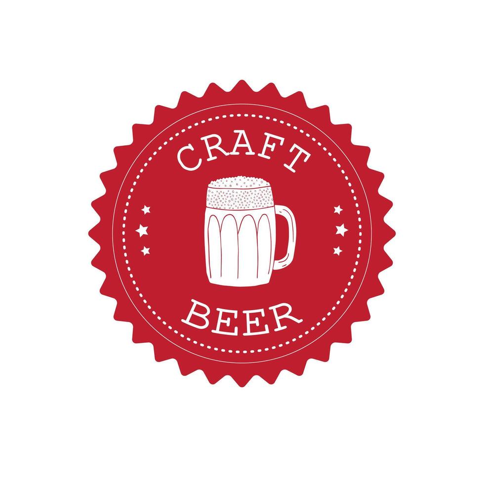 flat retro round red beer bar logo vector