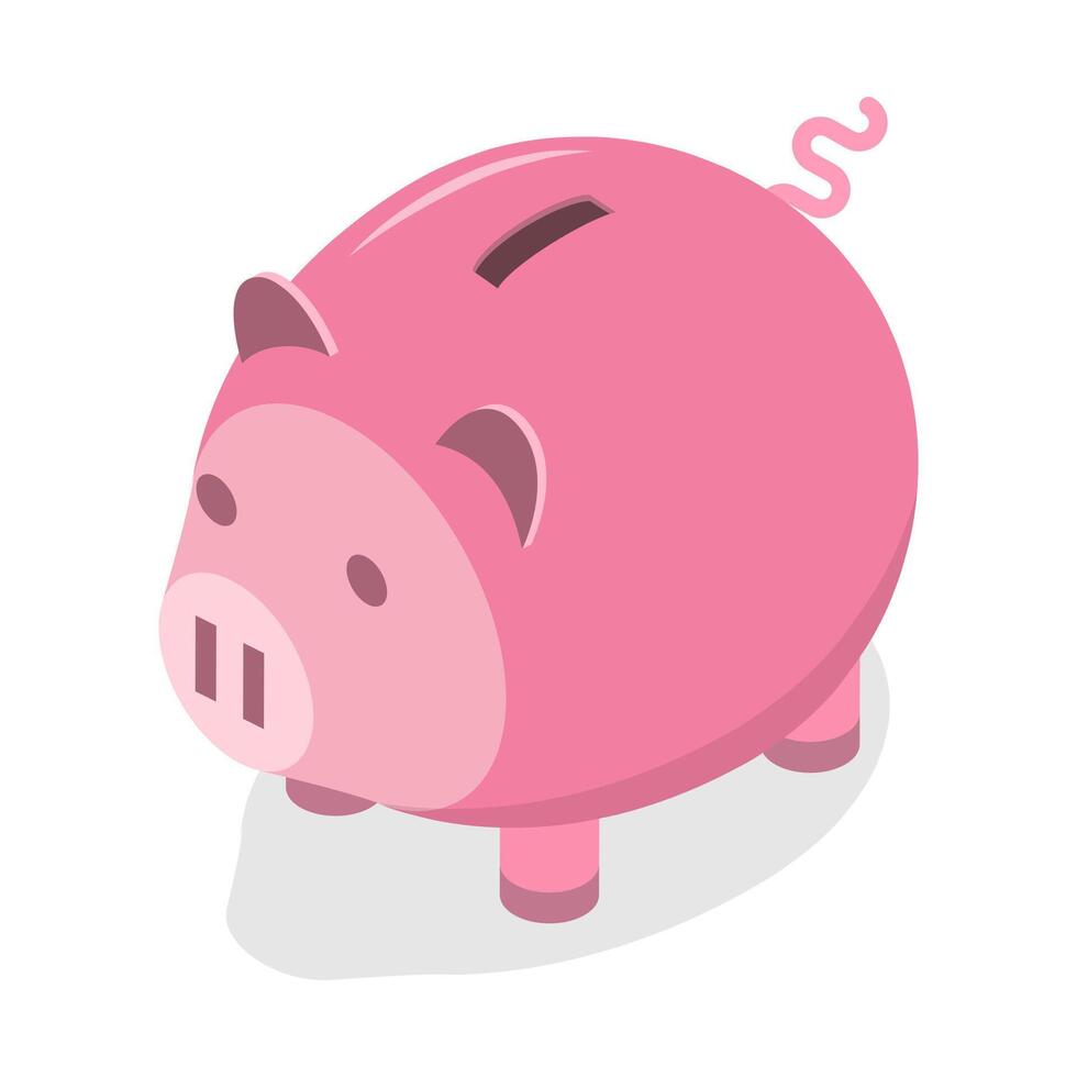 3D Isometric Flat Concept of Piggy Bank vector