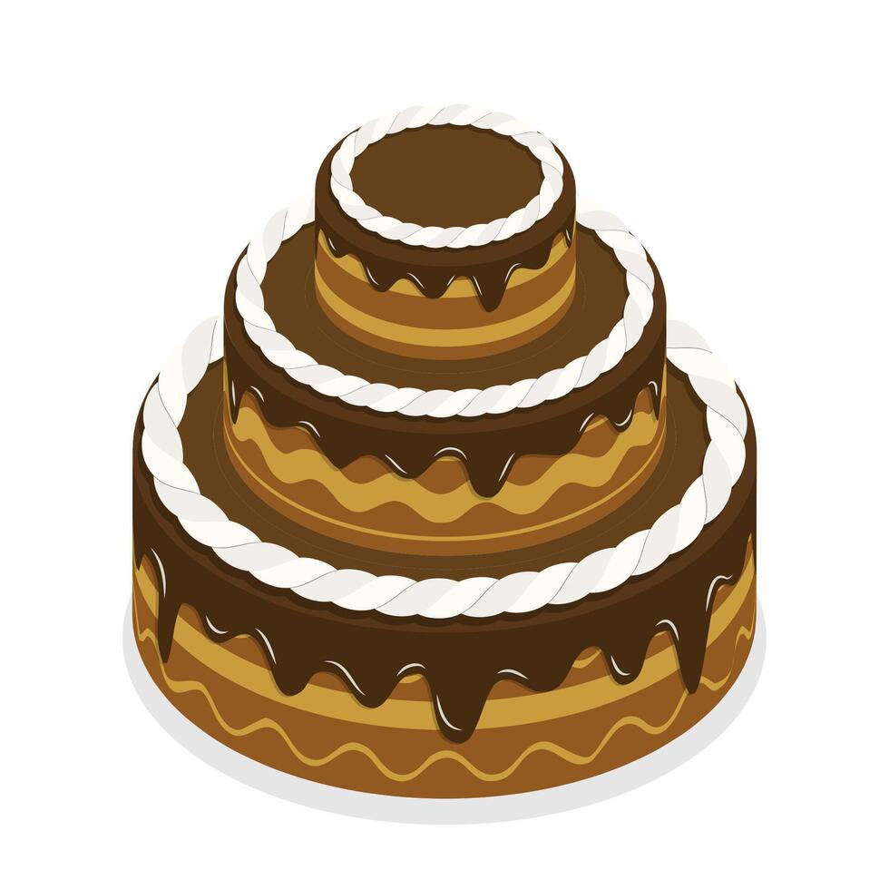 3D Isometric Flat Concept of Chocolate Cake vector