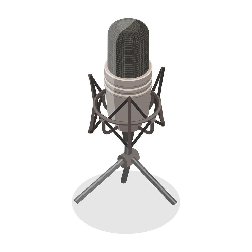 3D Isometric Flat Concept of Microphone vector