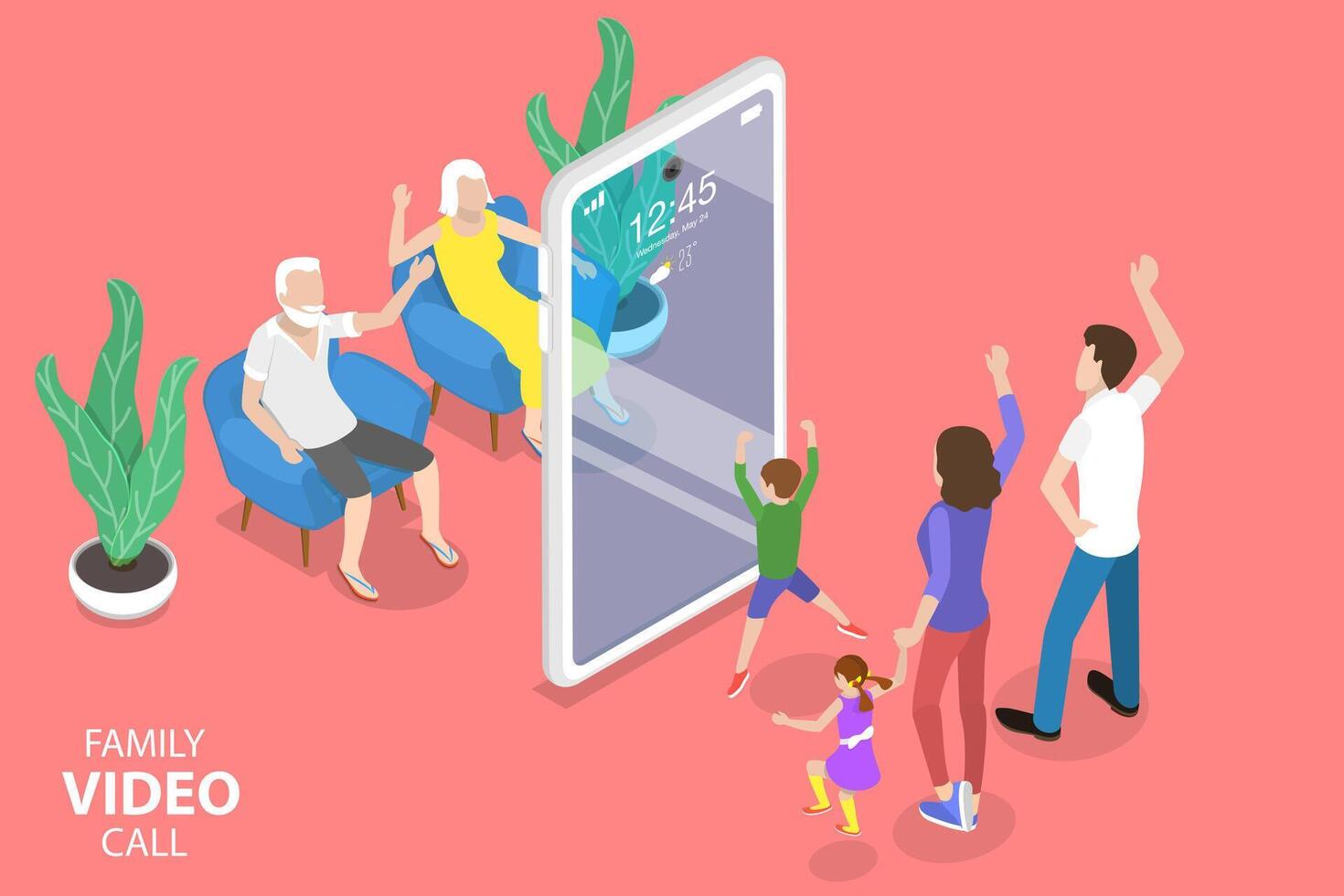 3D Isometric Flat Concept of Online Conference Tool. vector
