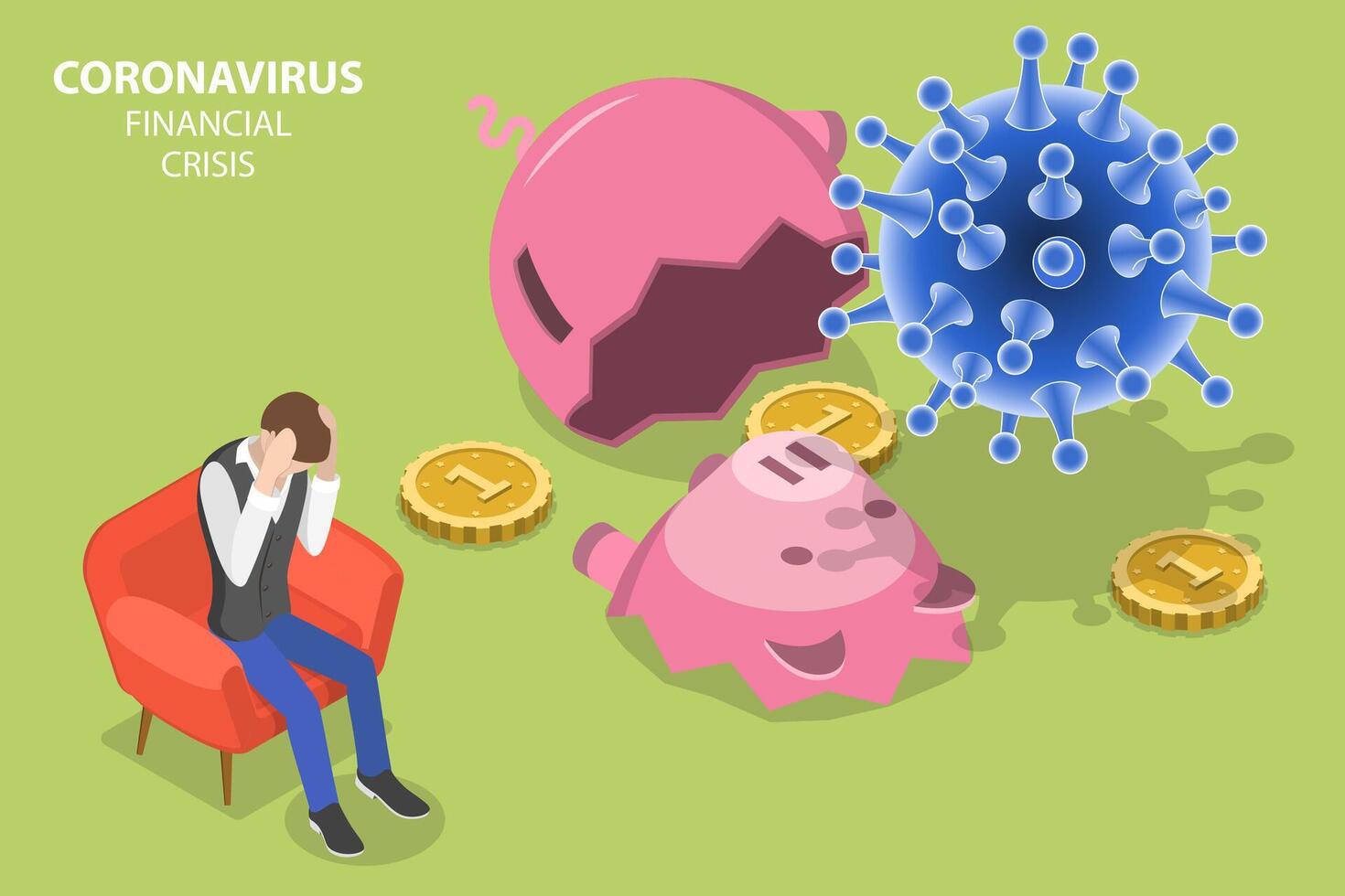 Coronavirus Impact on Business and Personal Savings. vector