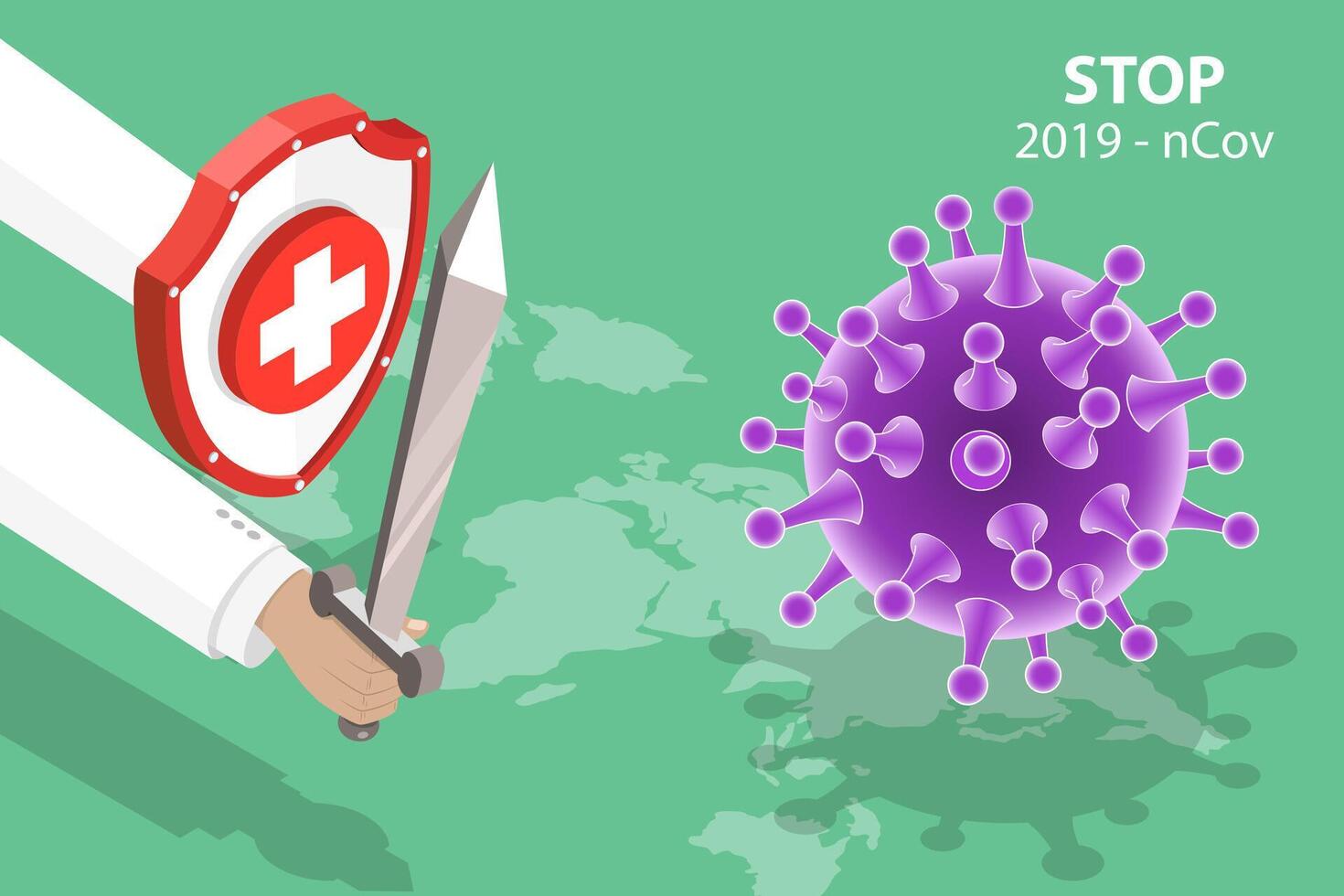3D Isometric Concept of Coronavirus Outbreak. vector
