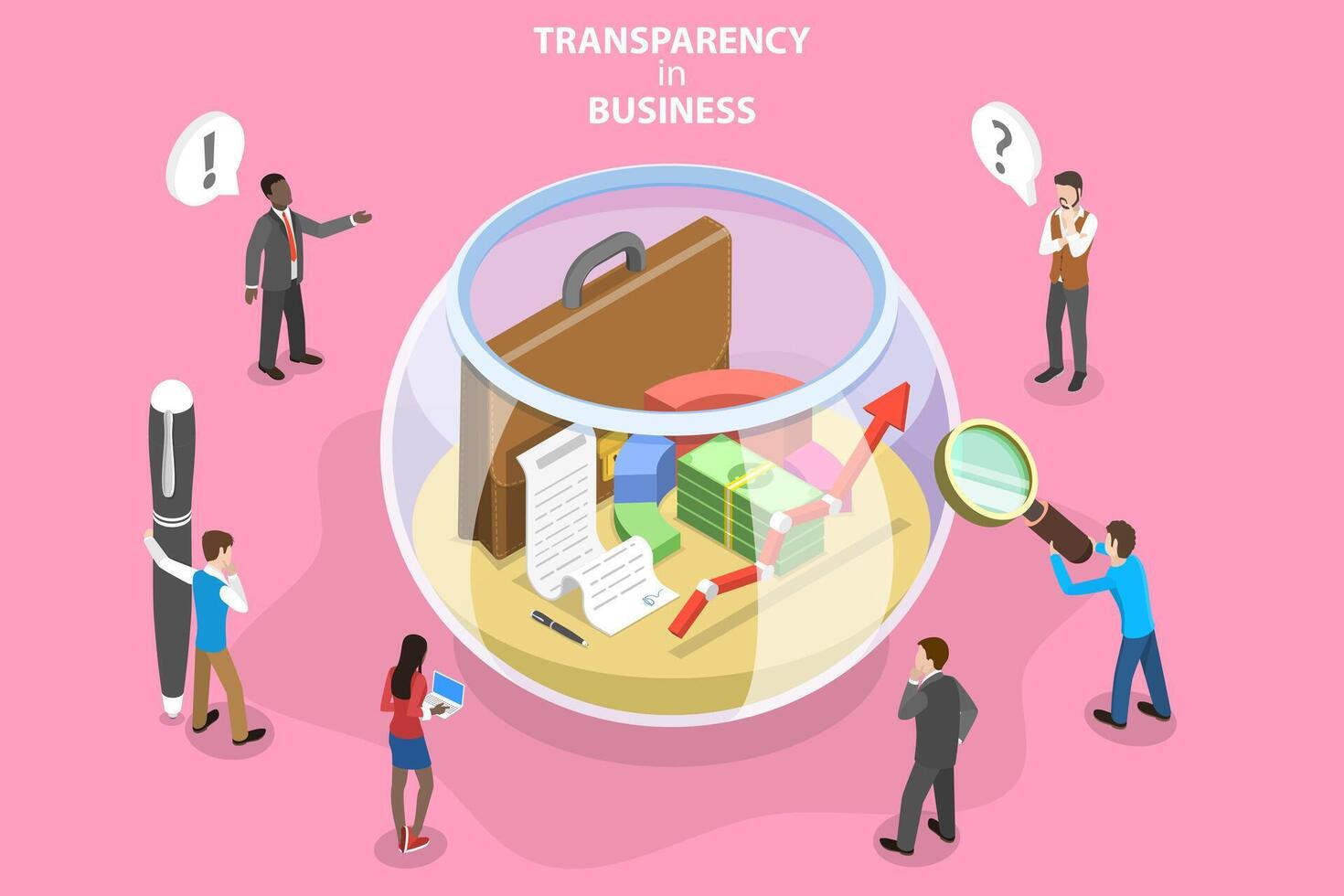 3D Isometric Flat Conceptual Illustration of Corruption. vector