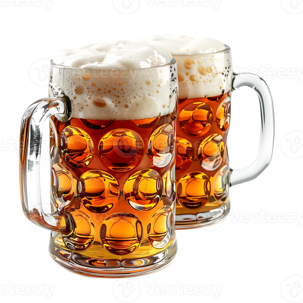 Beer mugs cheers toast on isolated transparent background png