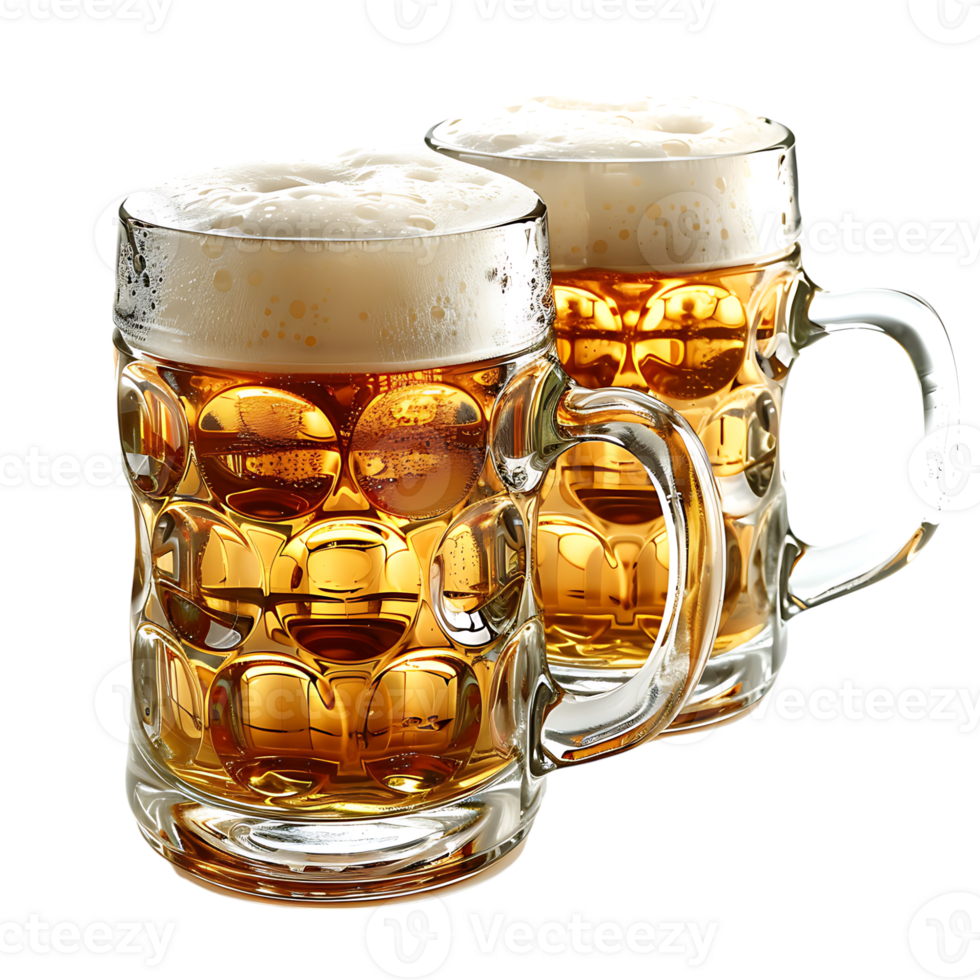 Beer mugs cheers toast on isolated transparent background png