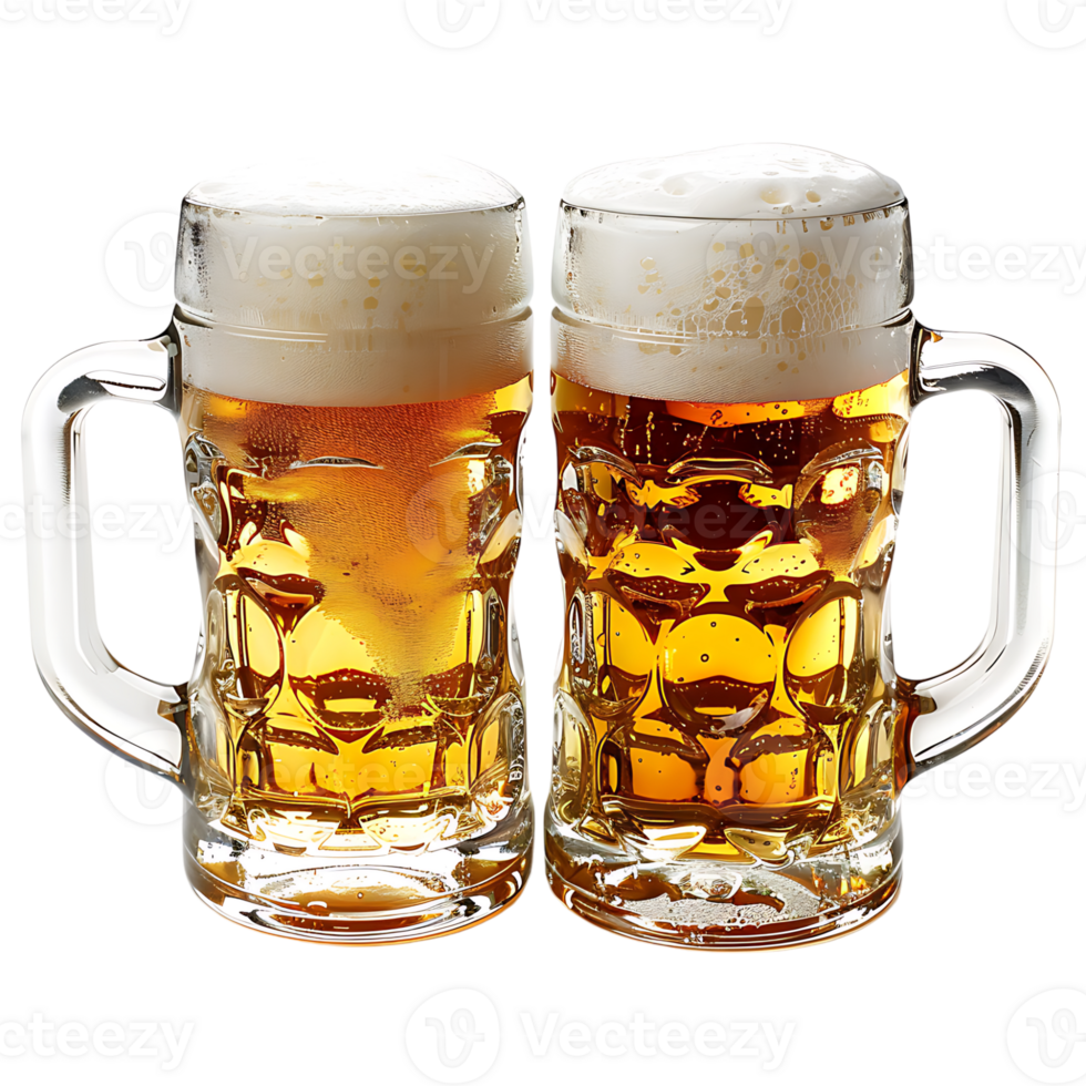 Beer mugs cheers toast on isolated transparent background png