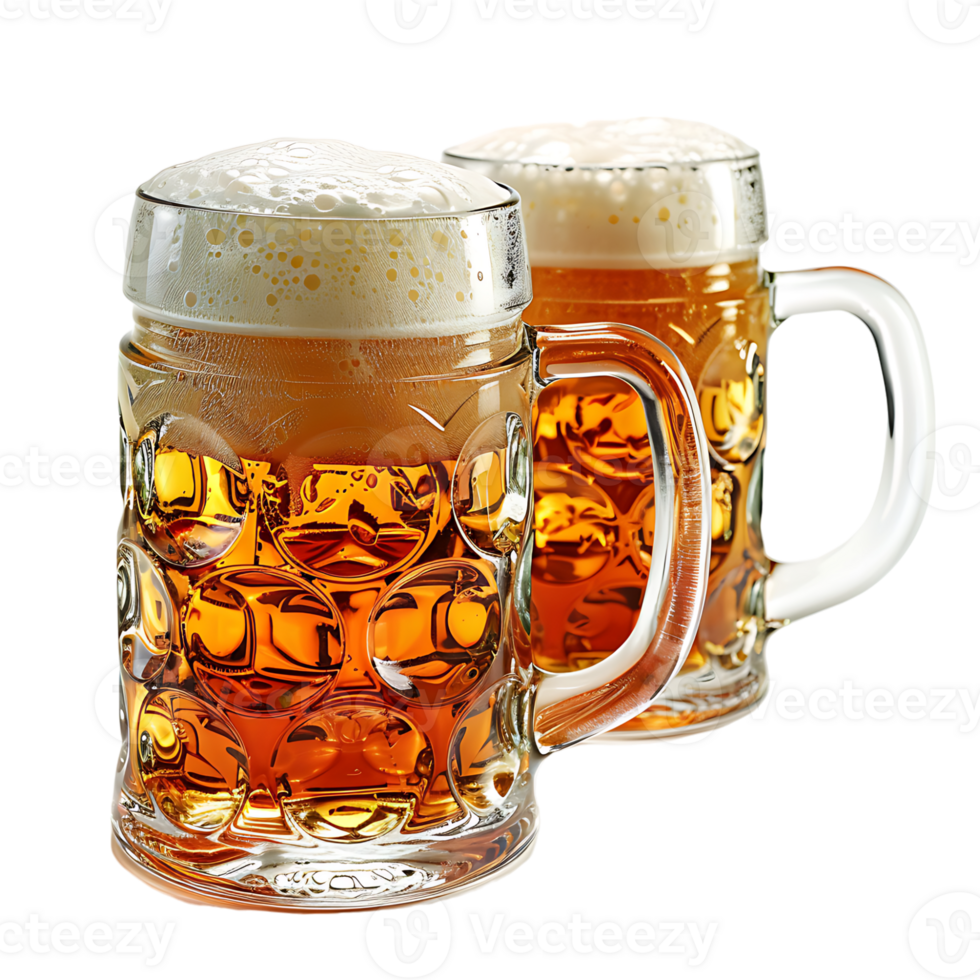 Beer mugs cheers toast on isolated transparent background png