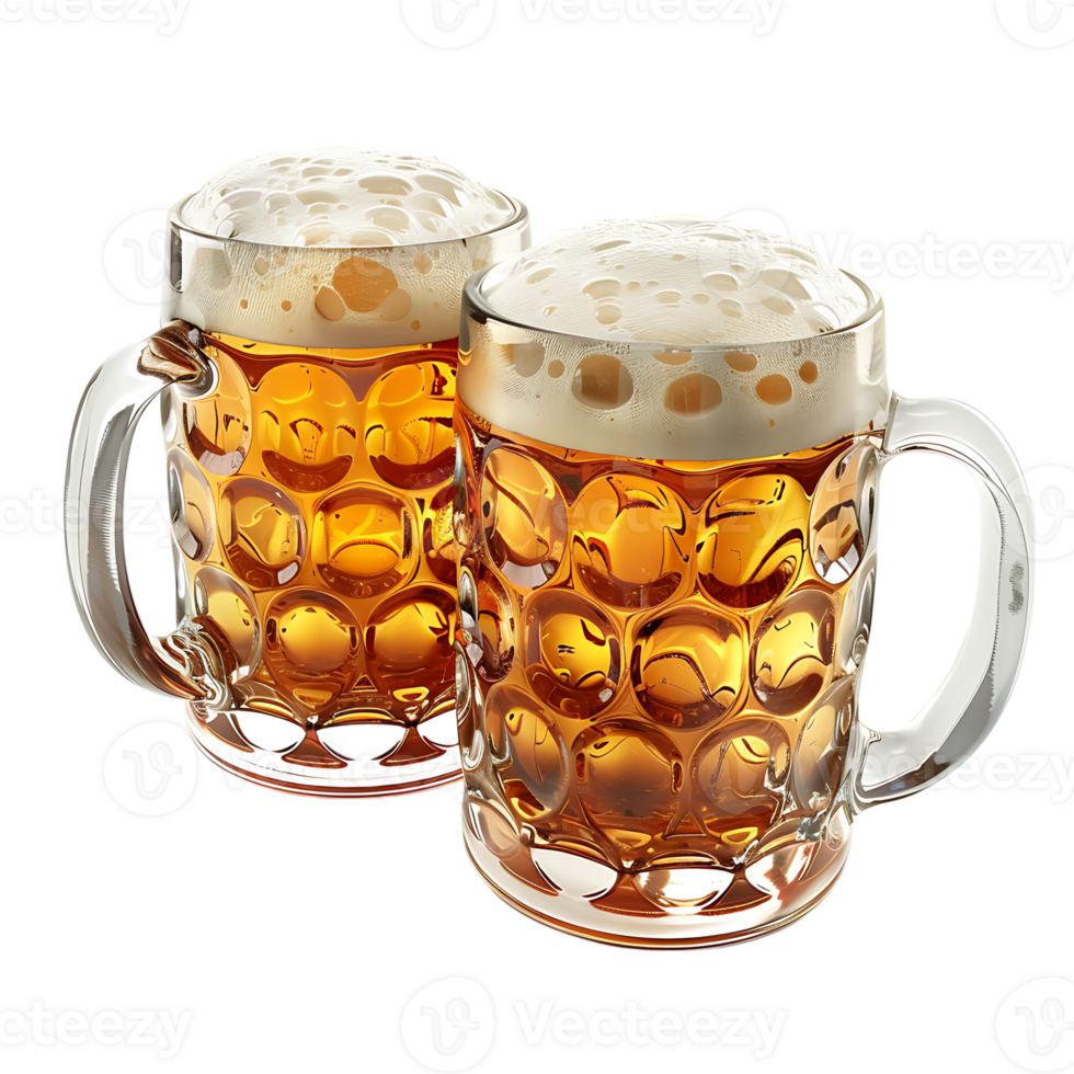 Beer mugs cheers toast on isolated transparent background png