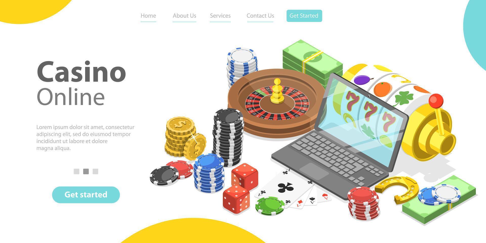 3D Isometric Flat Conceptual Illustration of Online Gambling Platform. vector