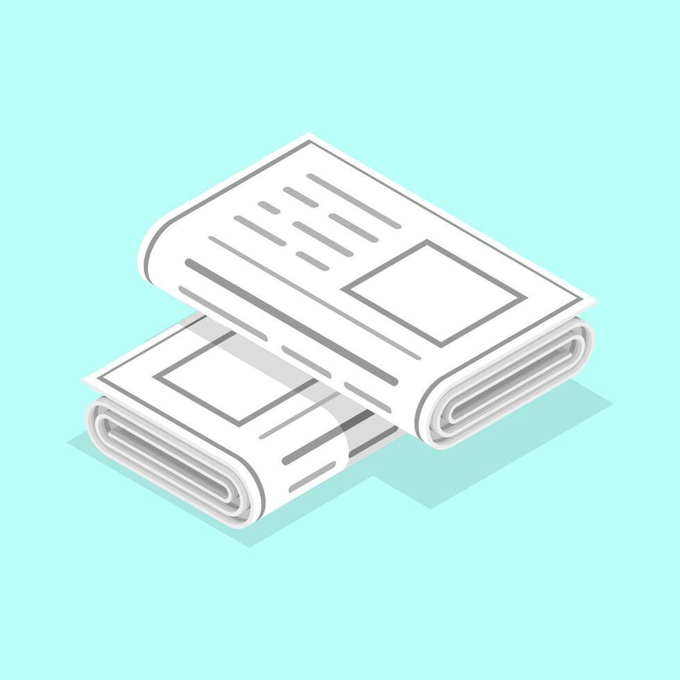 3D Isometric Flat Concept of Newspapers. vector