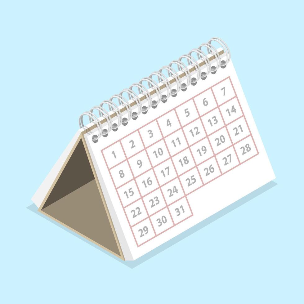 3D Isometric Flat Concept of Calendar vector