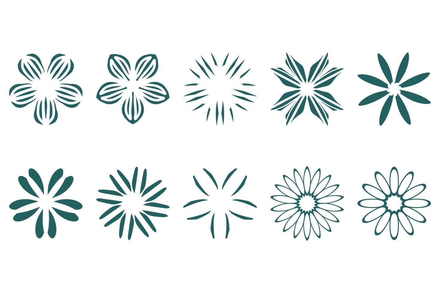 Botanical flower design set. Decorative floral vector