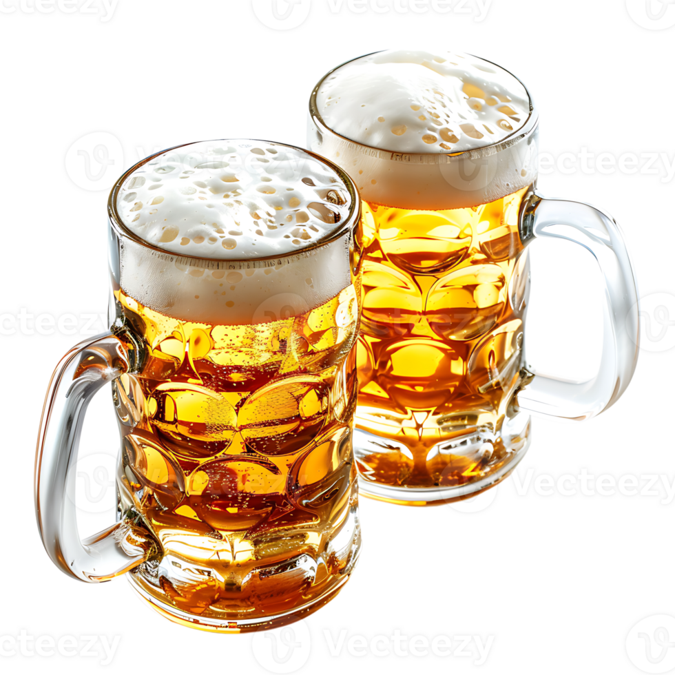 Beer mugs cheers toast on isolated transparent background png