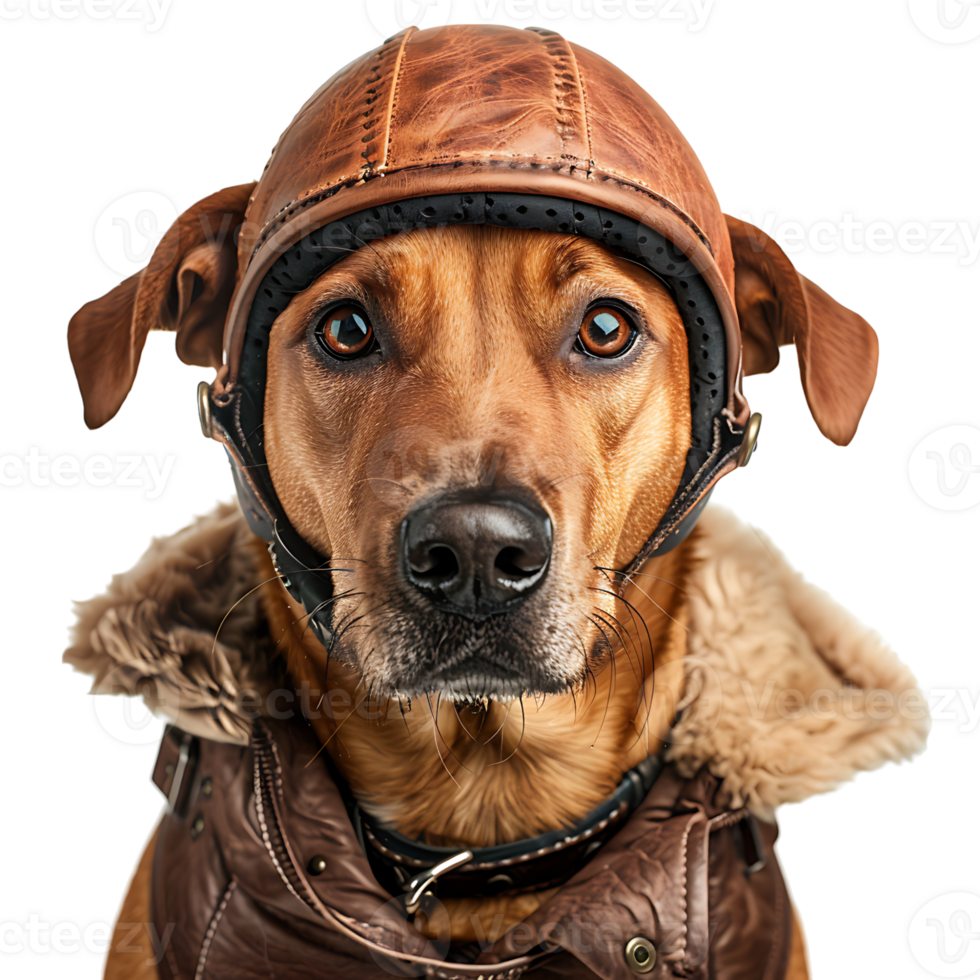 Dog wearing safety helmet face on isolated transparent background png
