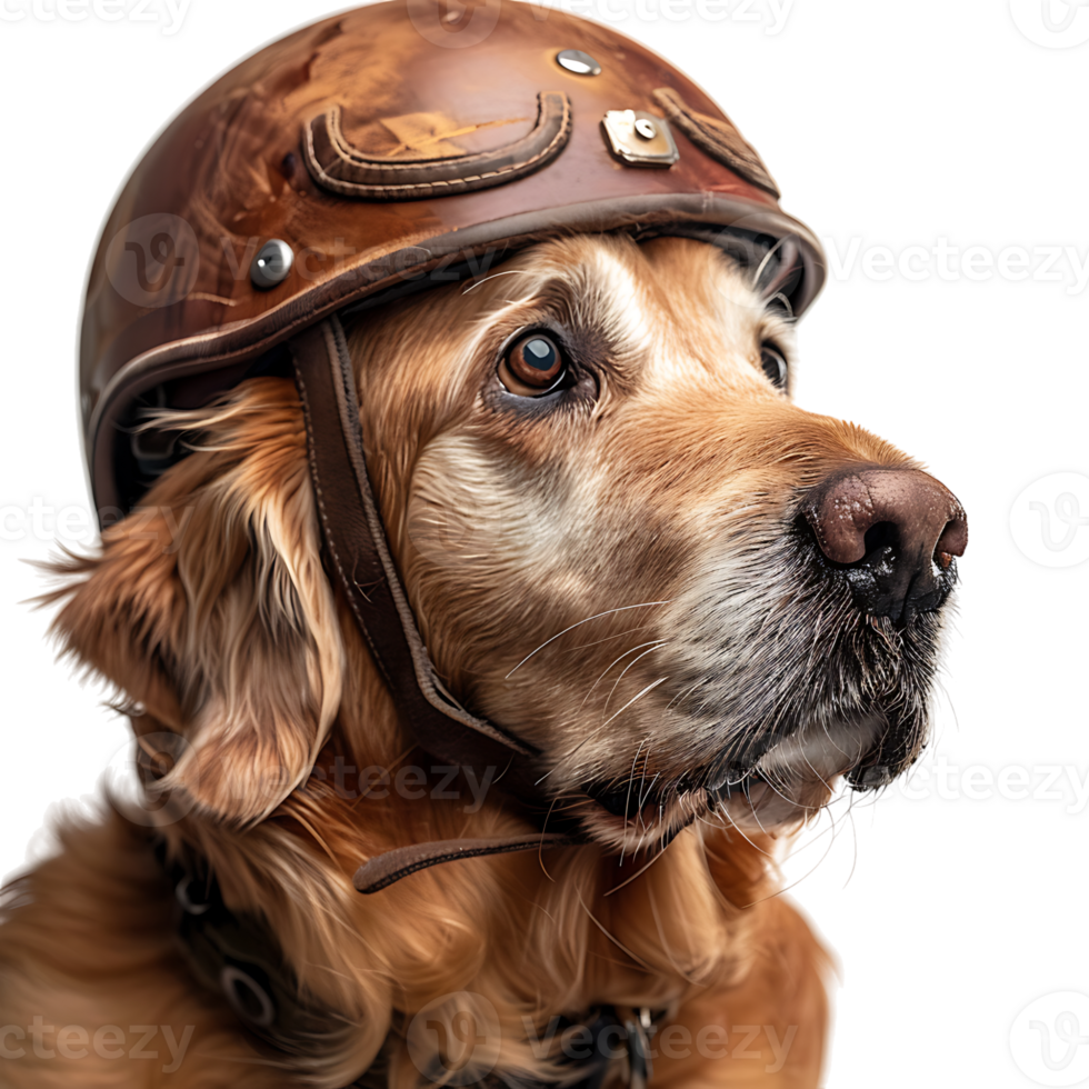 Dog wearing safety helmet face on isolated transparent background png