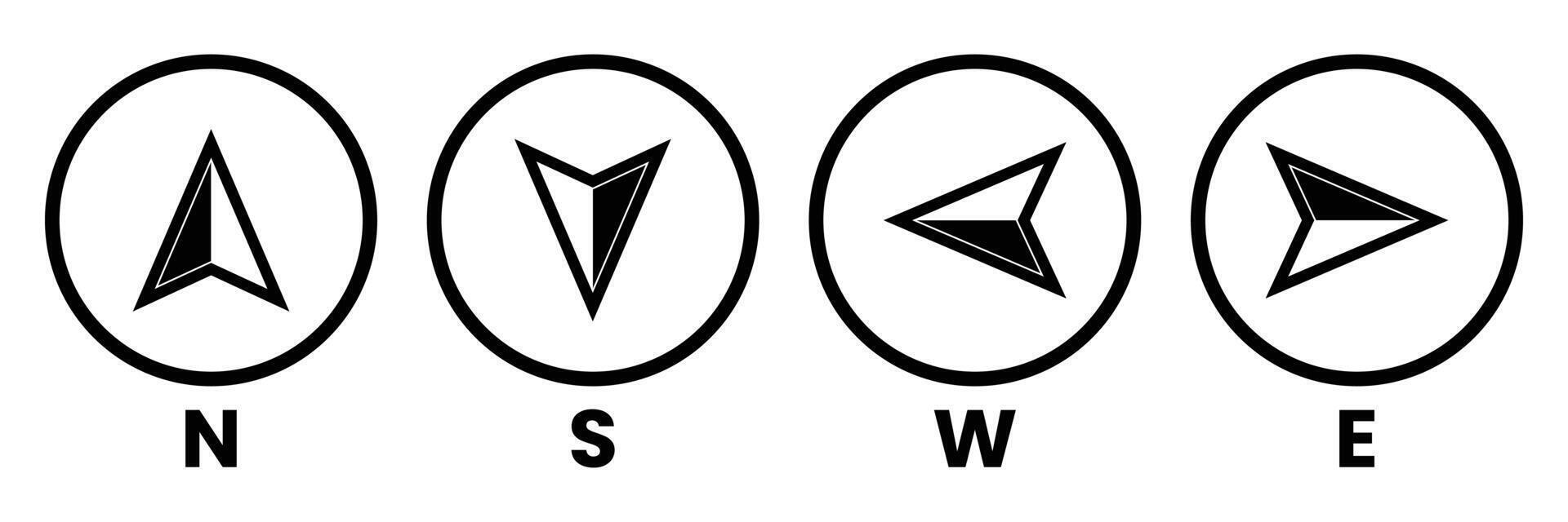 Set of direction compass icons collection. vector
